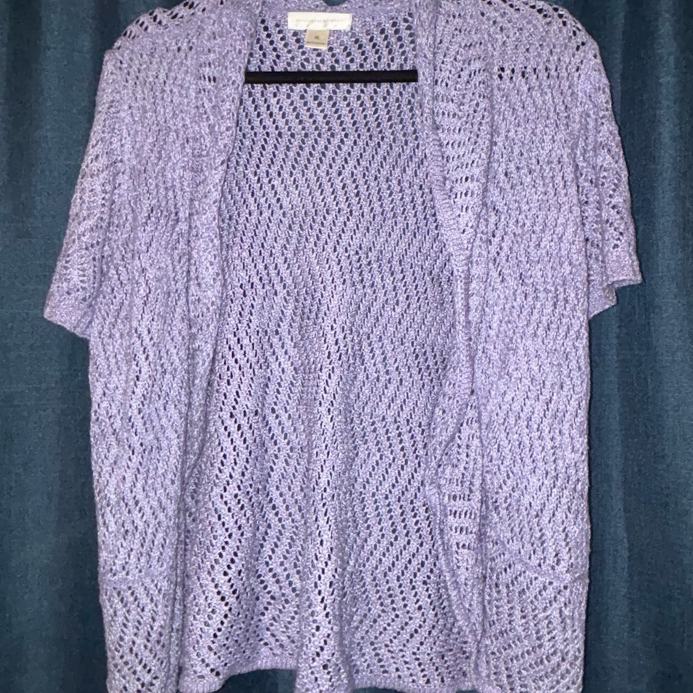 Christopher & Banks Purple Cardigan Sweater Open-Front Design